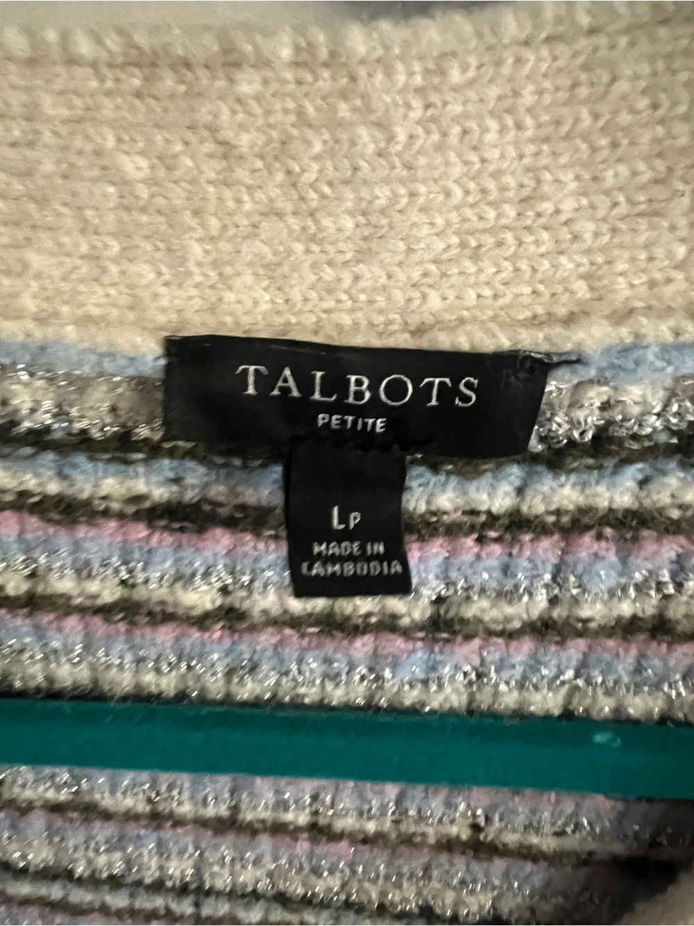 Talbots V-NECK CARDIGAN - BREEZY STRIPE Petite Large - Picture 4 of 10